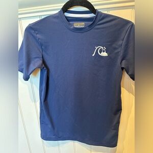 QUIKSILVER Boys Size 10 Small Blue & White Short Sleeve Tee Athletic Shi…